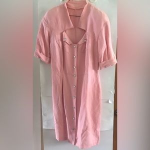 New Italian Pink Dress 11 Pearlized Snap Buttons size 6 made in Umbria Italy